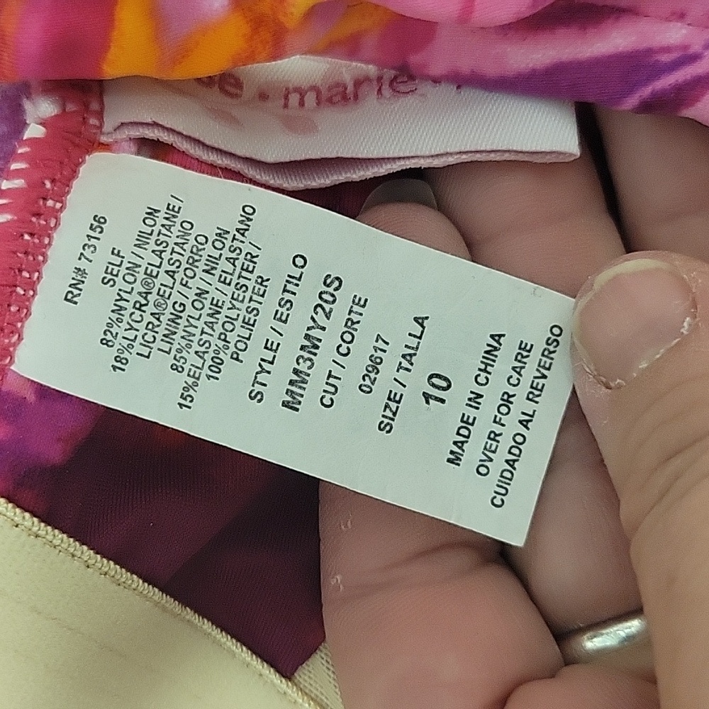 Rose Marie Reid Floral Pink and Orange One Piece Swimsuit Vintage Style NEW 10 - Picture 3 of 3